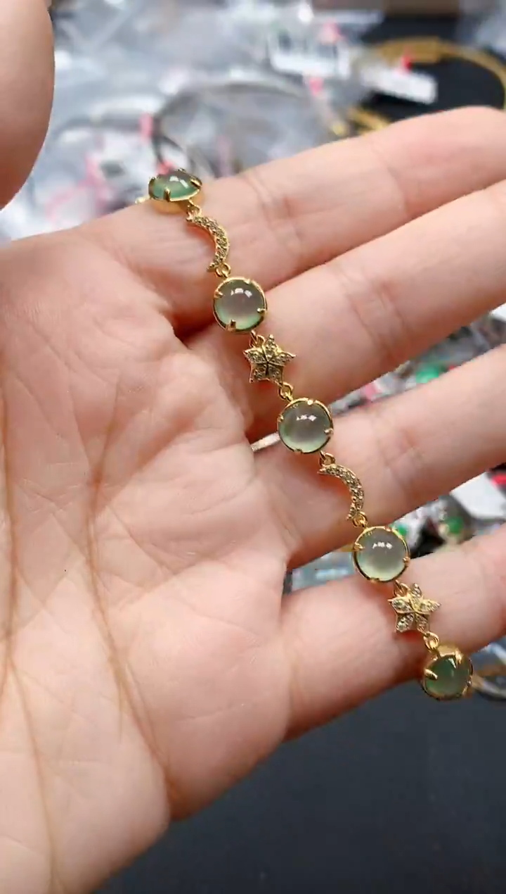 银S925镶嵌戒指翡翠天然A货缅甸翡翠