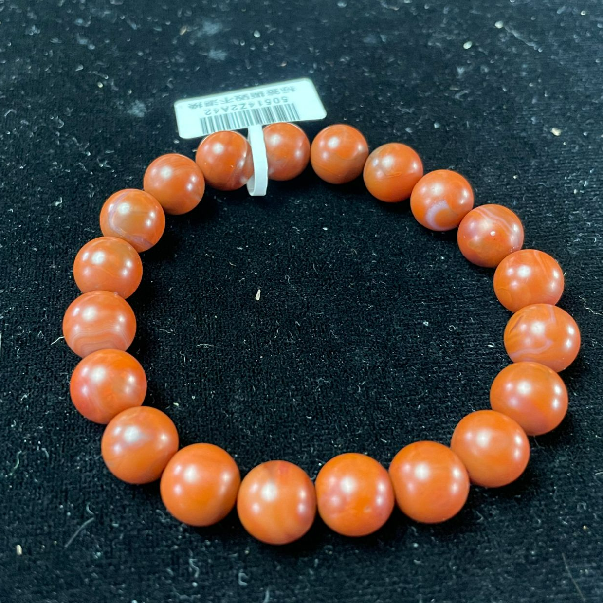 原矿无忧化南红 福利磨石坎9mm手串女士单圈珠珠红色时尚素圈