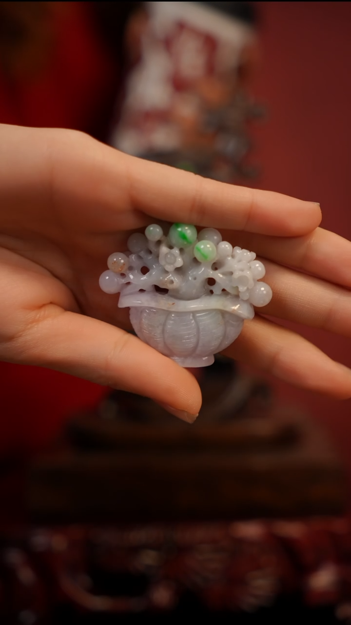 未镶嵌摆件翡翠花篮