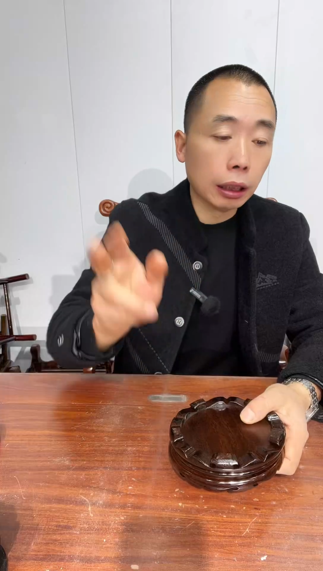 木非花整木黑圆14*15*2.6一对