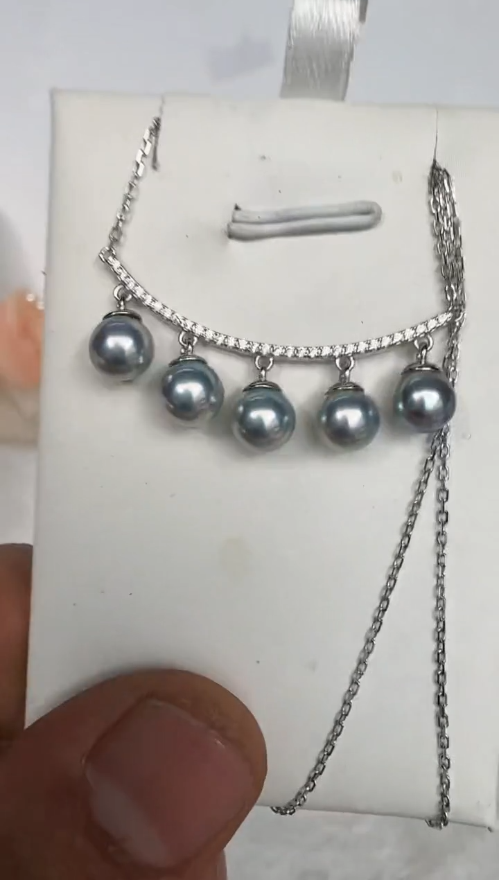 颈饰银S925镶嵌海水珍珠项链