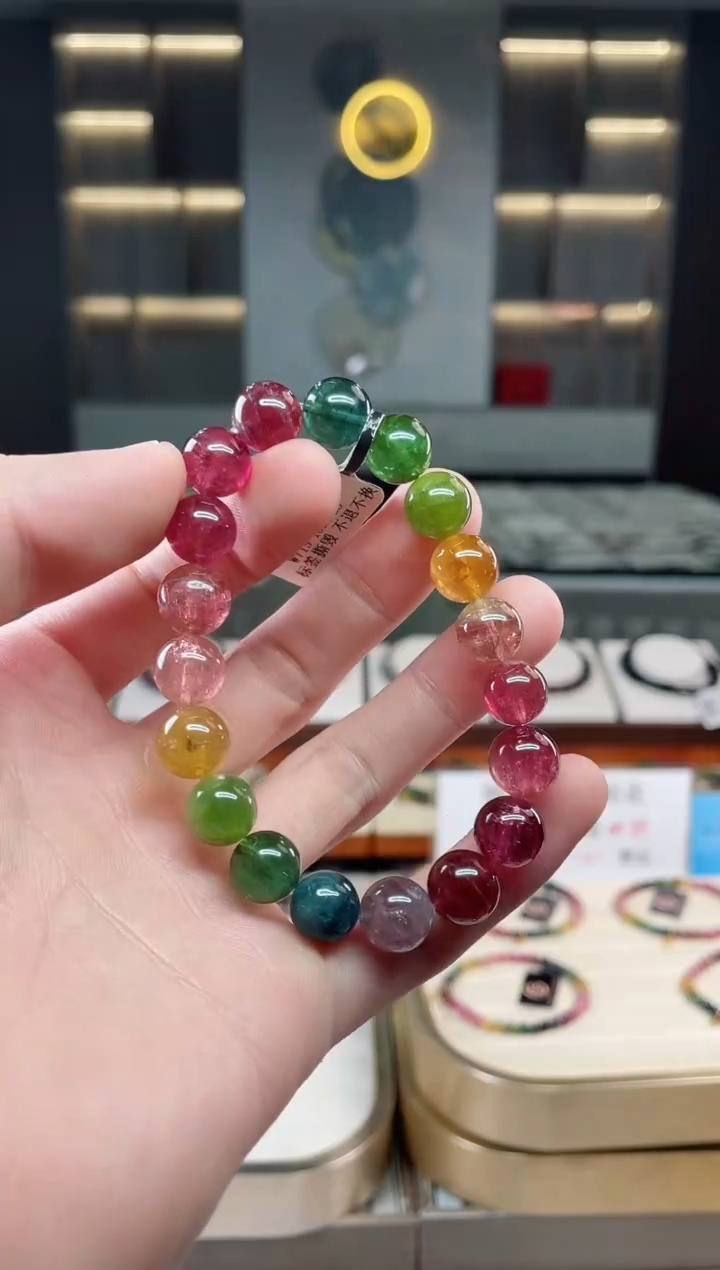 未镶嵌冰透体老矿碧玺色标单圈手串10mm+碧玺多样性发一条xion