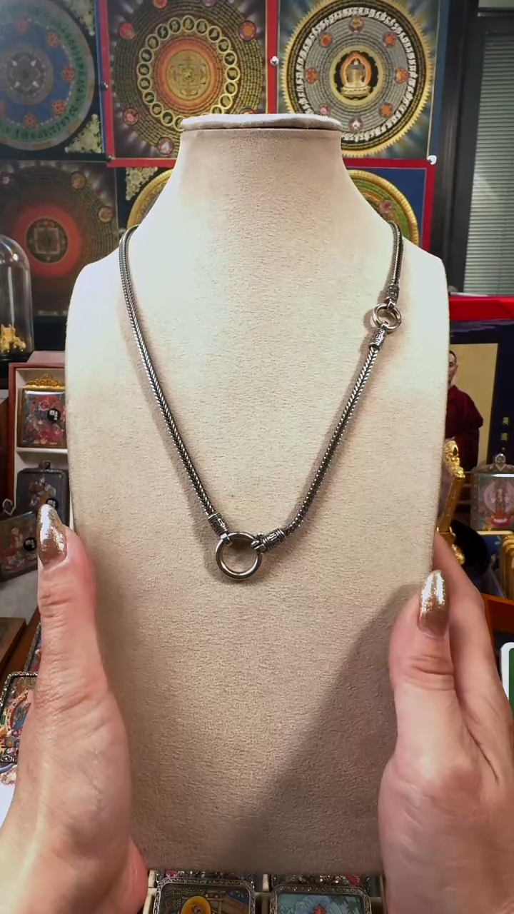 吊坠壹善缘城手绘唐卡银链