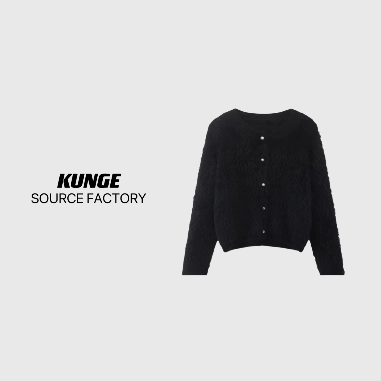 KUNGE-气质长袖时尚黑色设计师圆领秋冬-8637