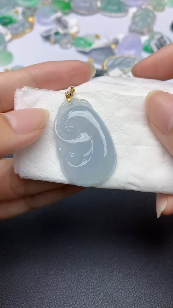 翡翠18K金镶嵌颈饰天然缅甸a货翡翠百元以上9元证书费自理