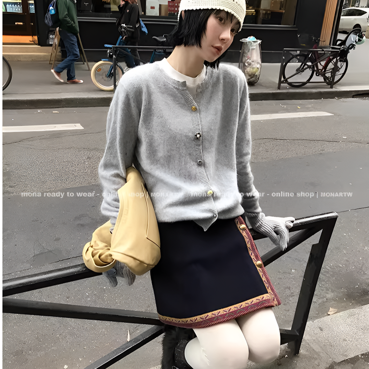 MONA 绵羊毛 山羊绒混纺 内搭保暖 针织打底衫上衣女小个子 新款
