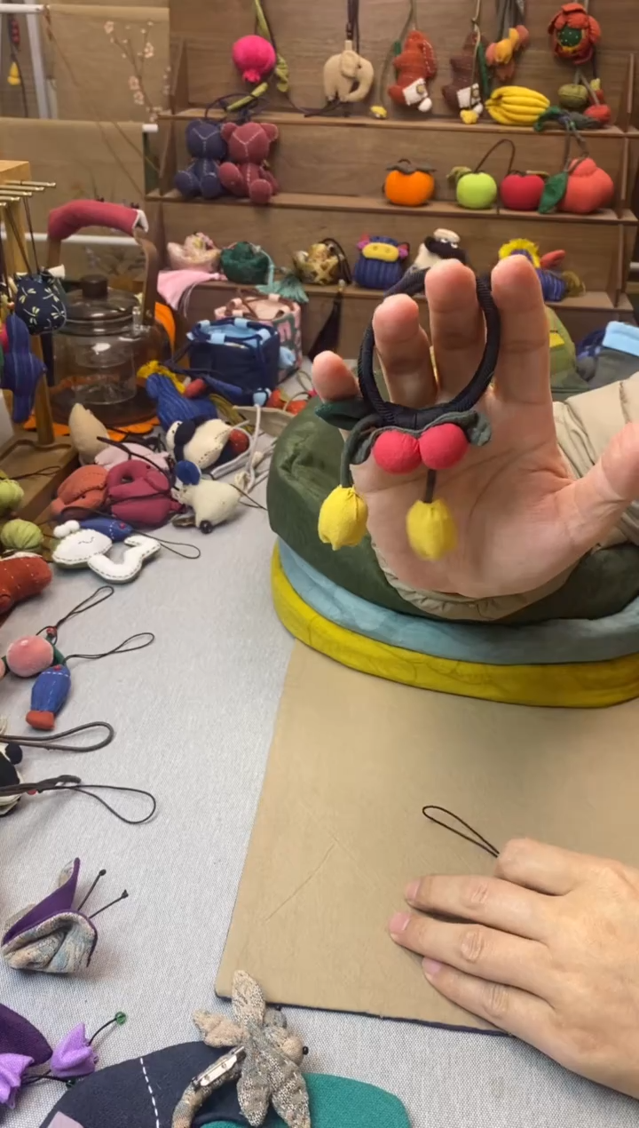 布艺头绳（樱桃+黄郁金香）