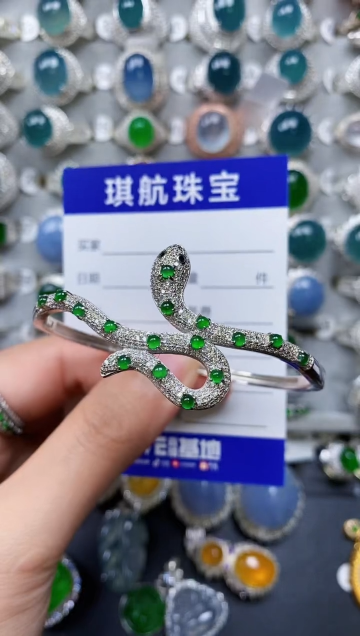 【闪购商品】翡翠手镯银S925镶嵌0205