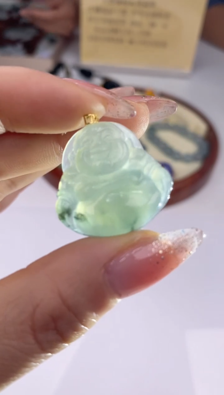 【闪购商品】翡翠吊坠(赠链)18K金镶嵌27947/静静聊翠