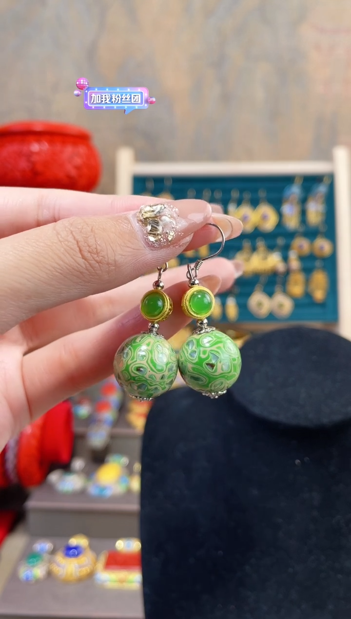 【闪购商品】 非遗犀皮漆精品耳环嫩绿