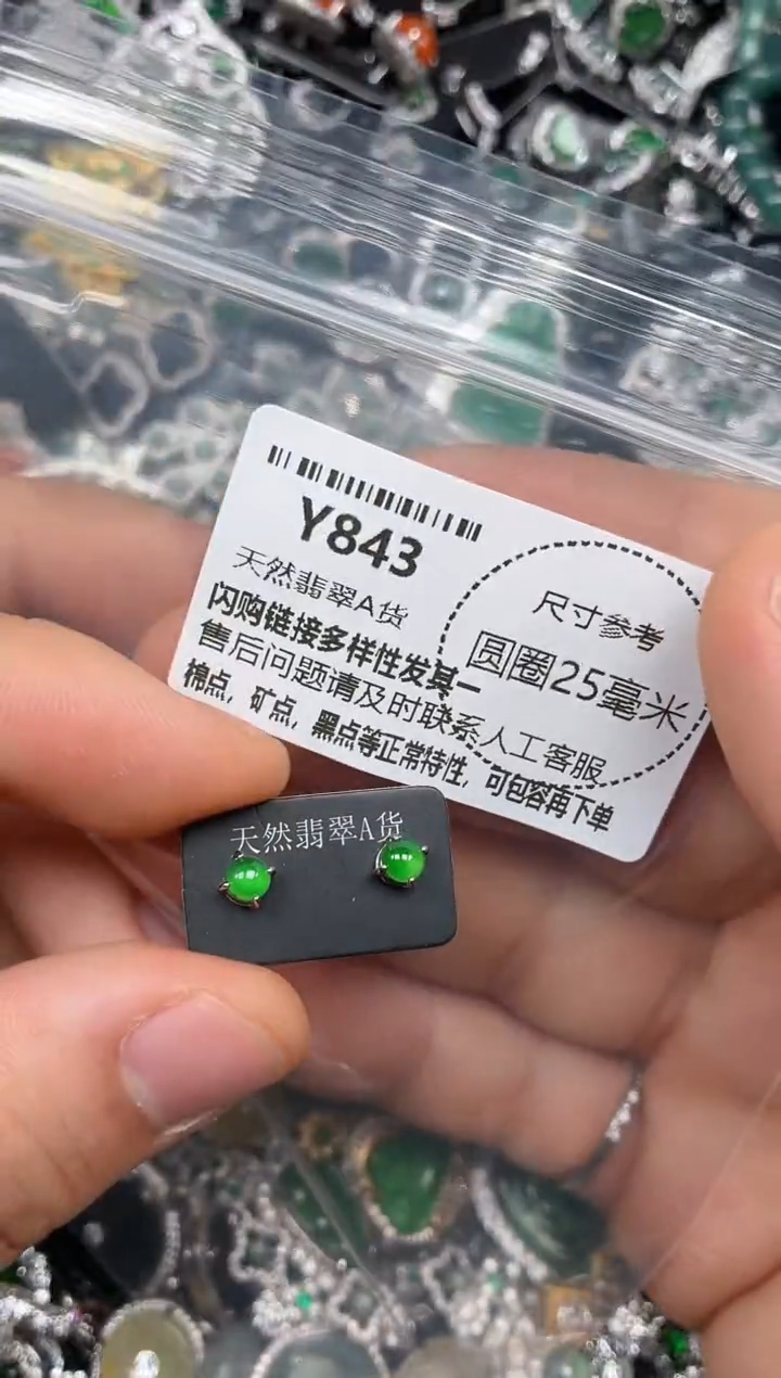 颈饰未镶嵌翡翠Y843耳钉
