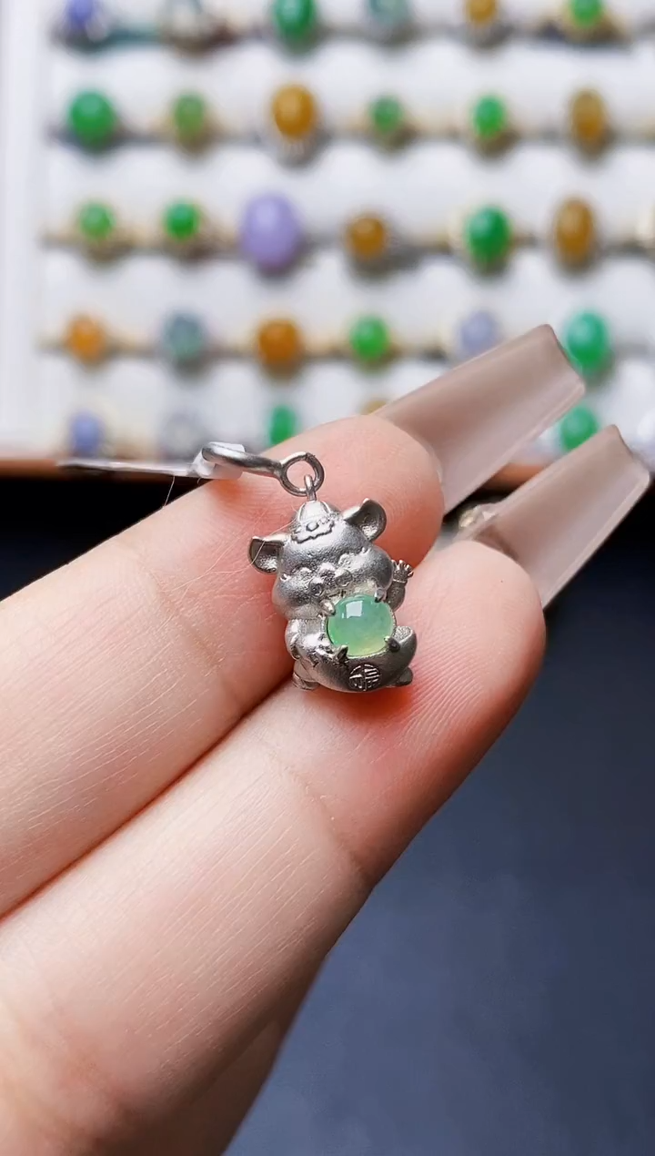 银S925镶嵌戒指翡翠4253