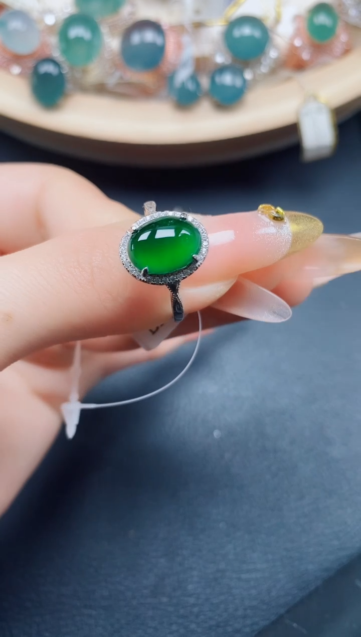 【闪购商品】翡翠戒指银S925镶嵌翡翠