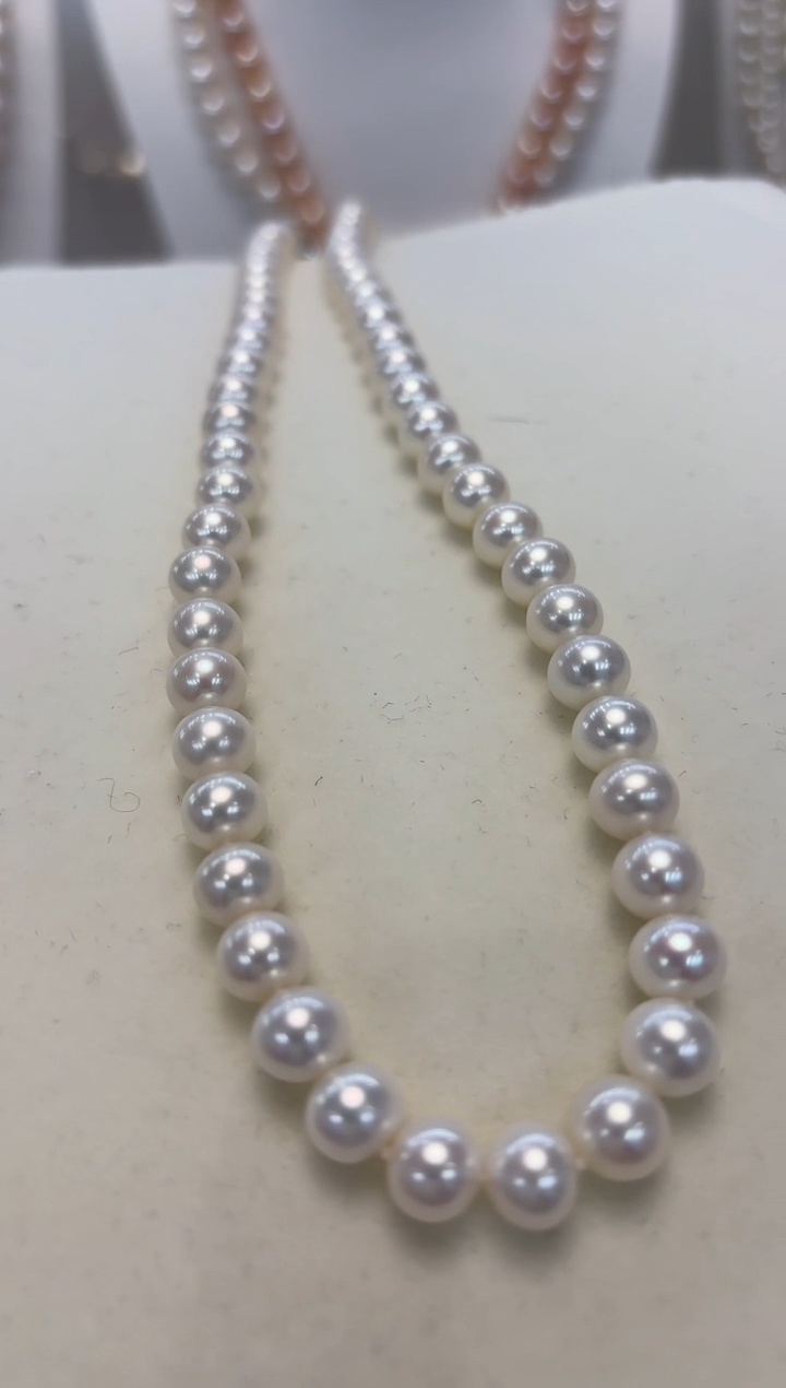 【闪购商品】淡水珍珠颈饰银S925镶嵌7.5-8.5MM