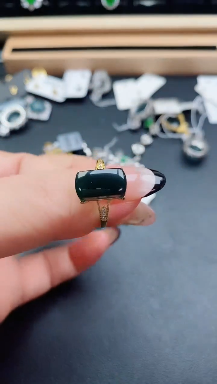 翡翠戒指银S925镶嵌05800