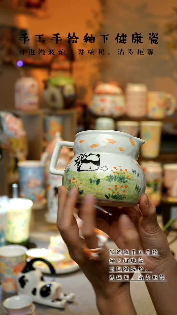 【闪购商品】杯陶瓷景德镇高温釉下彩&W677-1