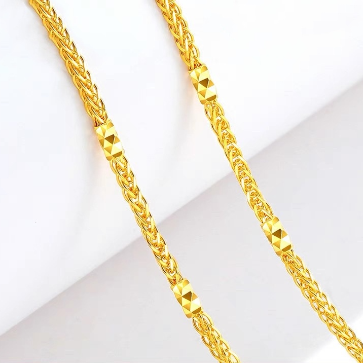 胖大福足金竹节肖邦链简约时尚百搭款素链圣诞礼物黄金项链