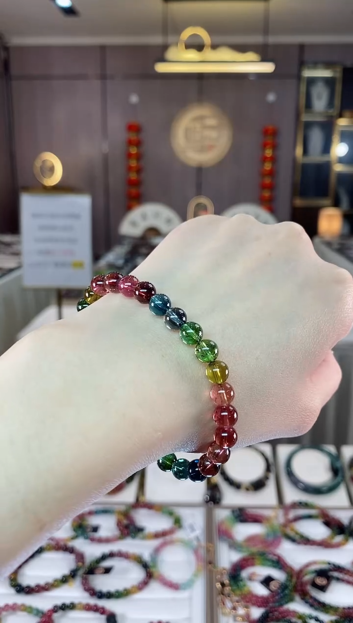 【闪购商品】碧玺收藏级单圈手串6mm+未镶嵌一物一证dan