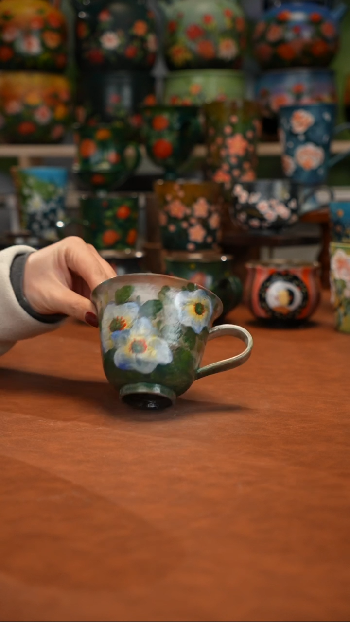 紫砂油画手绘釉下彩