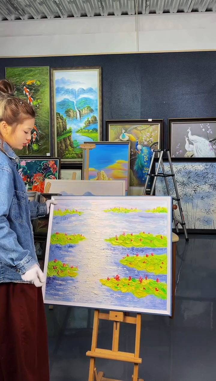 【闪购商品】油画17号 50*60 荷花-手绘油画
