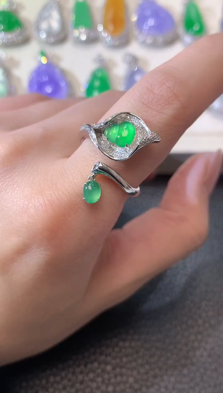 【闪购商品】翡翠戒指18K金镶嵌A75翡翠