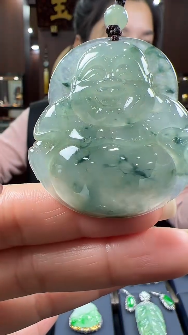 【闪购商品】翡翠挂件未镶嵌佛公 有洒金