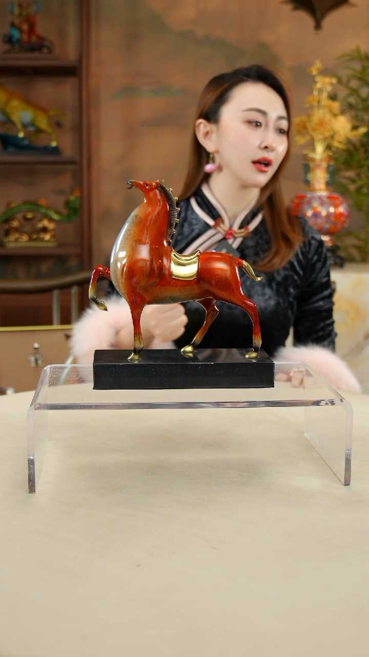 铜小号橘红色将军马