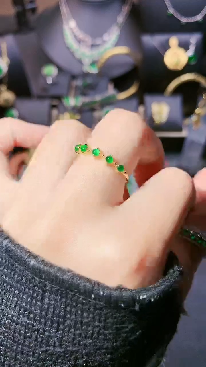 翡翠银S925镶嵌戒指戒指