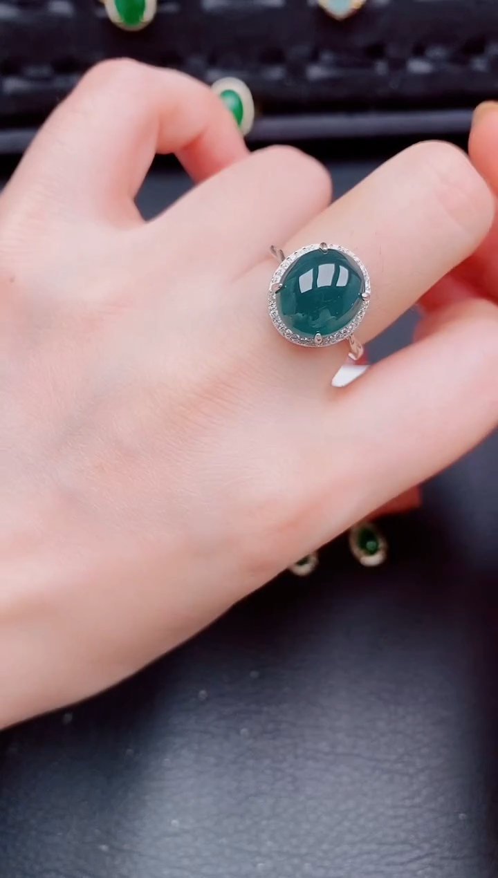 【闪购商品】翡翠戒指银S925镶嵌天然a货翡翠598