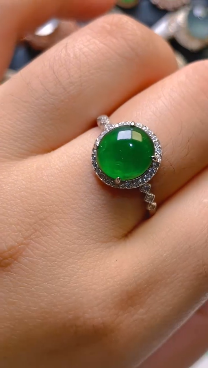 【闪购商品】翡翠银S925镶嵌耳饰天然A货翡翠1