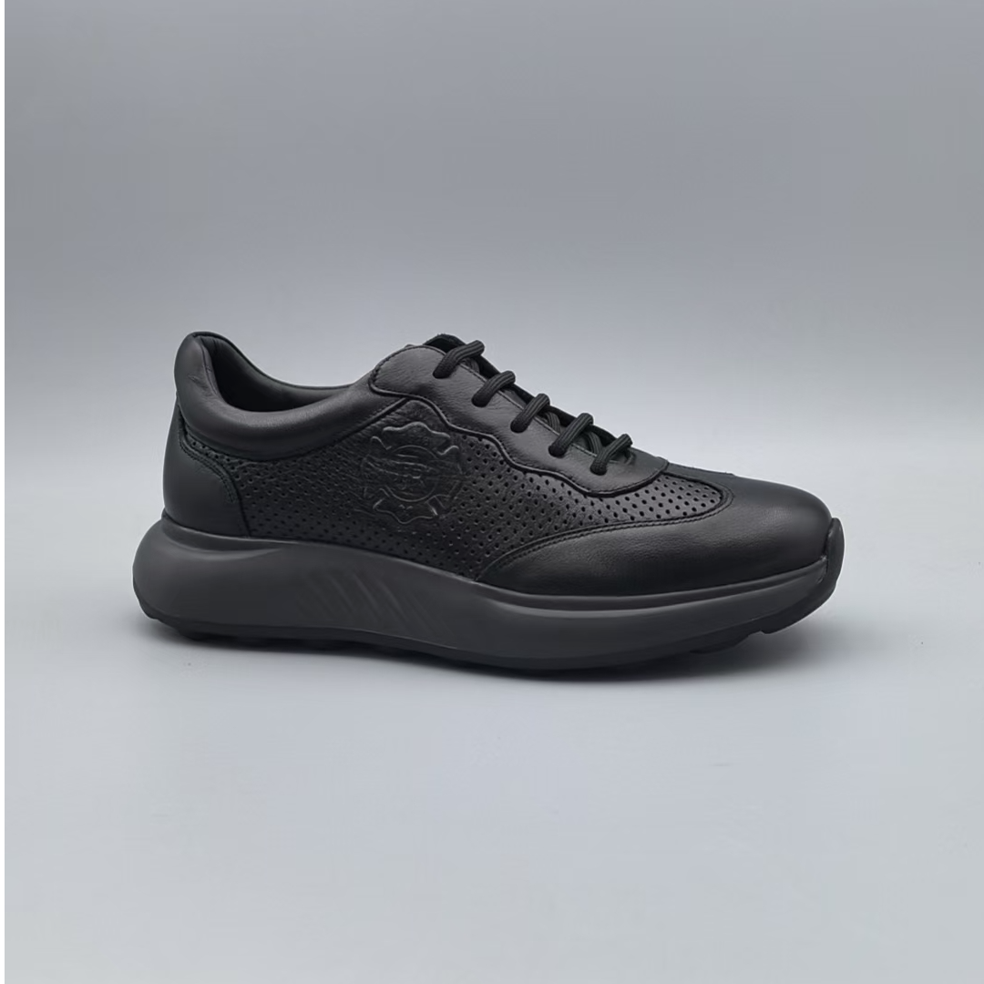 【费】2025年夏季新款男士鹿皮轻质厚底圆头系带休闲鞋100094