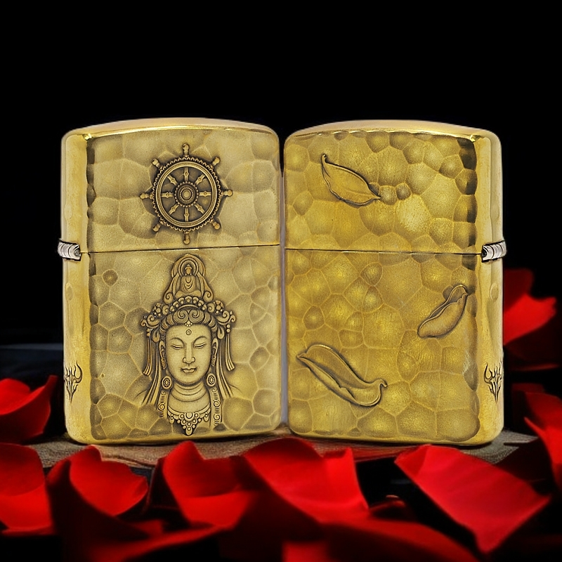 ZIPPO/之宝【3D观心莲叶】黄铜盔甲机正品煤油防风打火机KF-DF