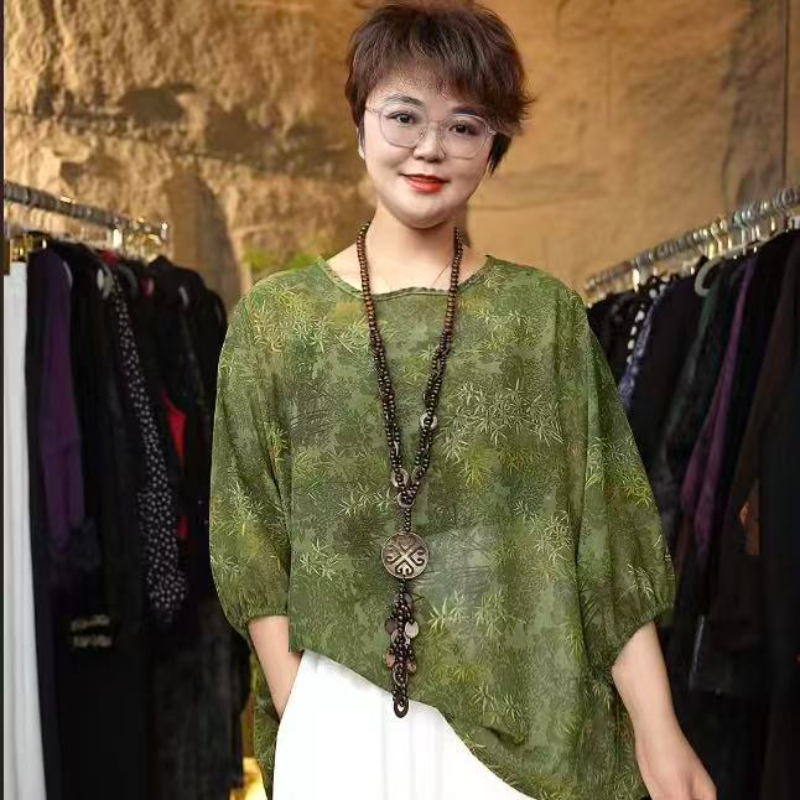 206#1739-青绿竹叶小上衣-F