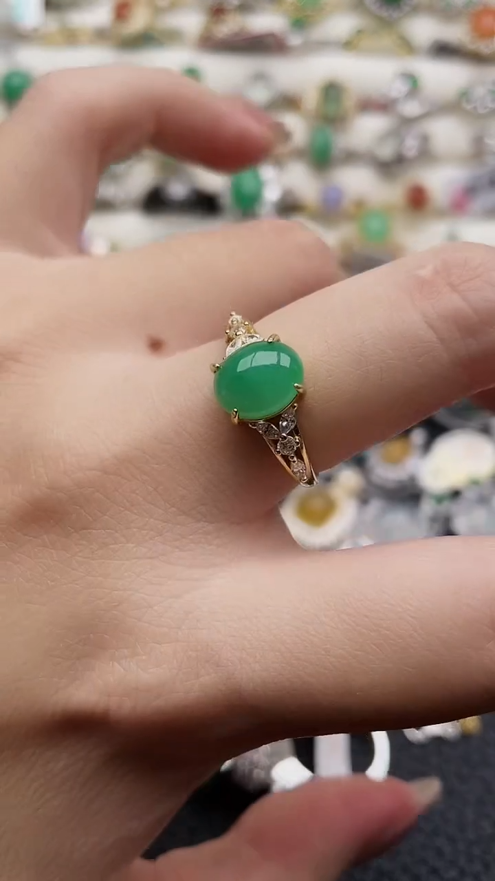 银S925镶嵌戒指翡翠105
