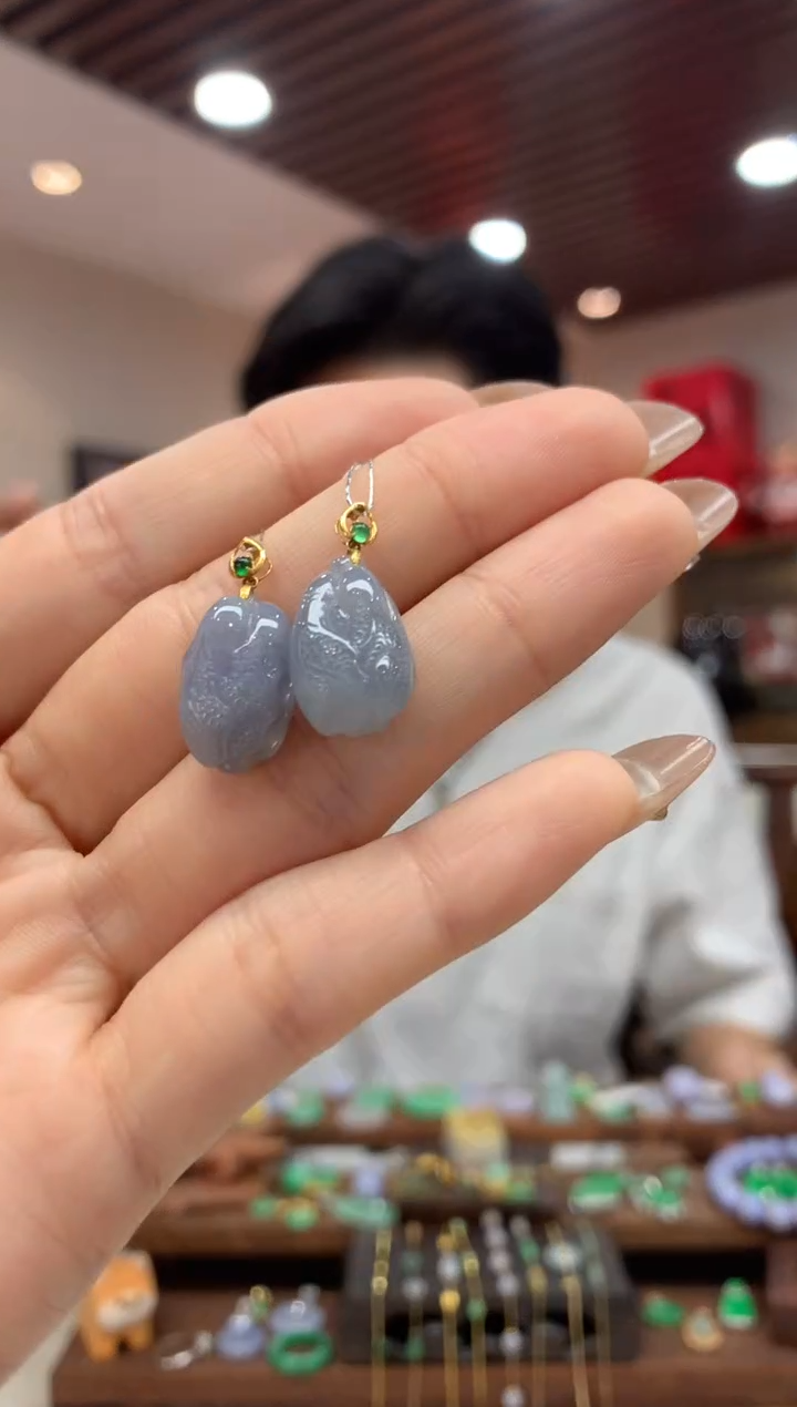 【闪购商品】翡翠吊坠(不含链)18K金镶嵌白菜多样性发货1件