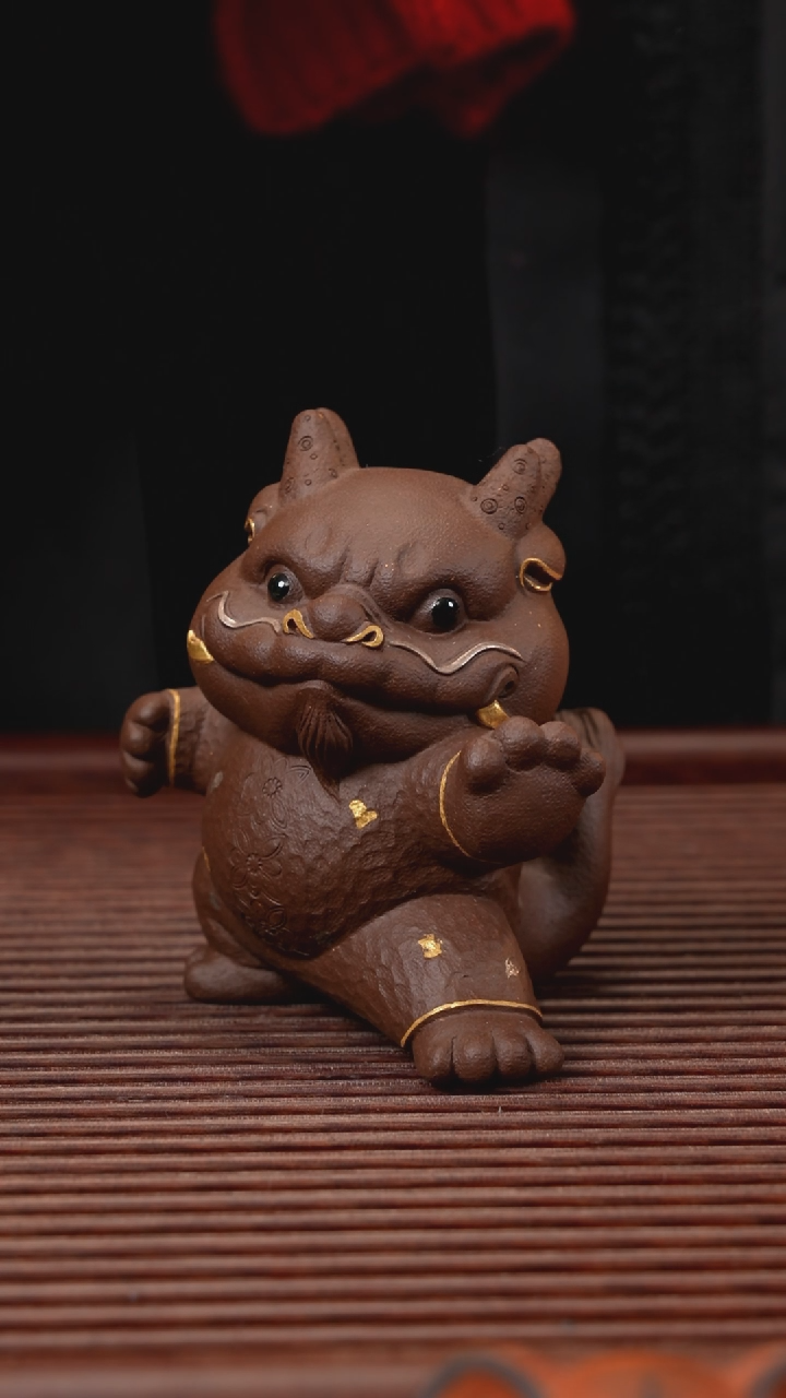 【闪购商品】紫砂茶宠功夫龙（描金银）