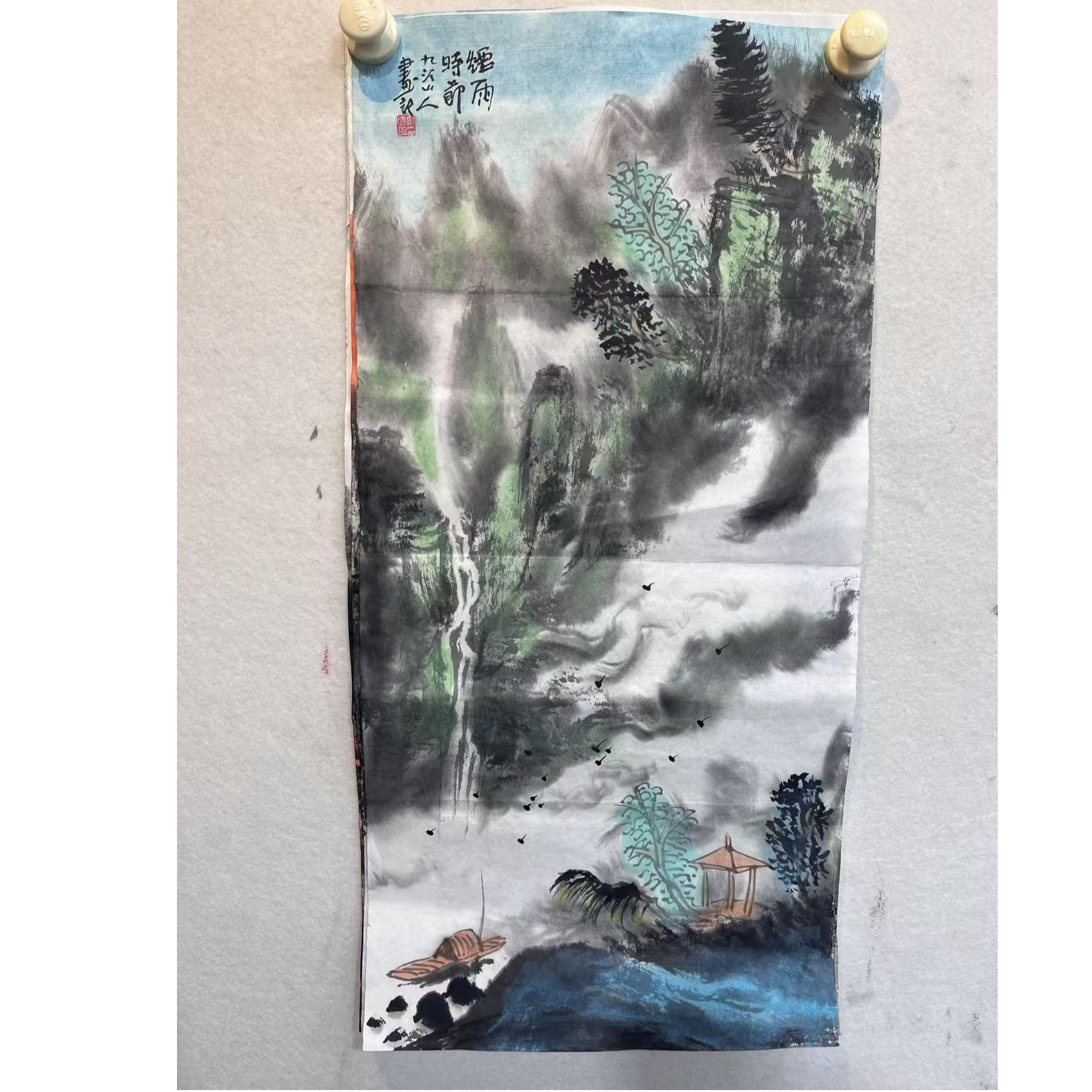 老师手写《烟雨时节》书法作品