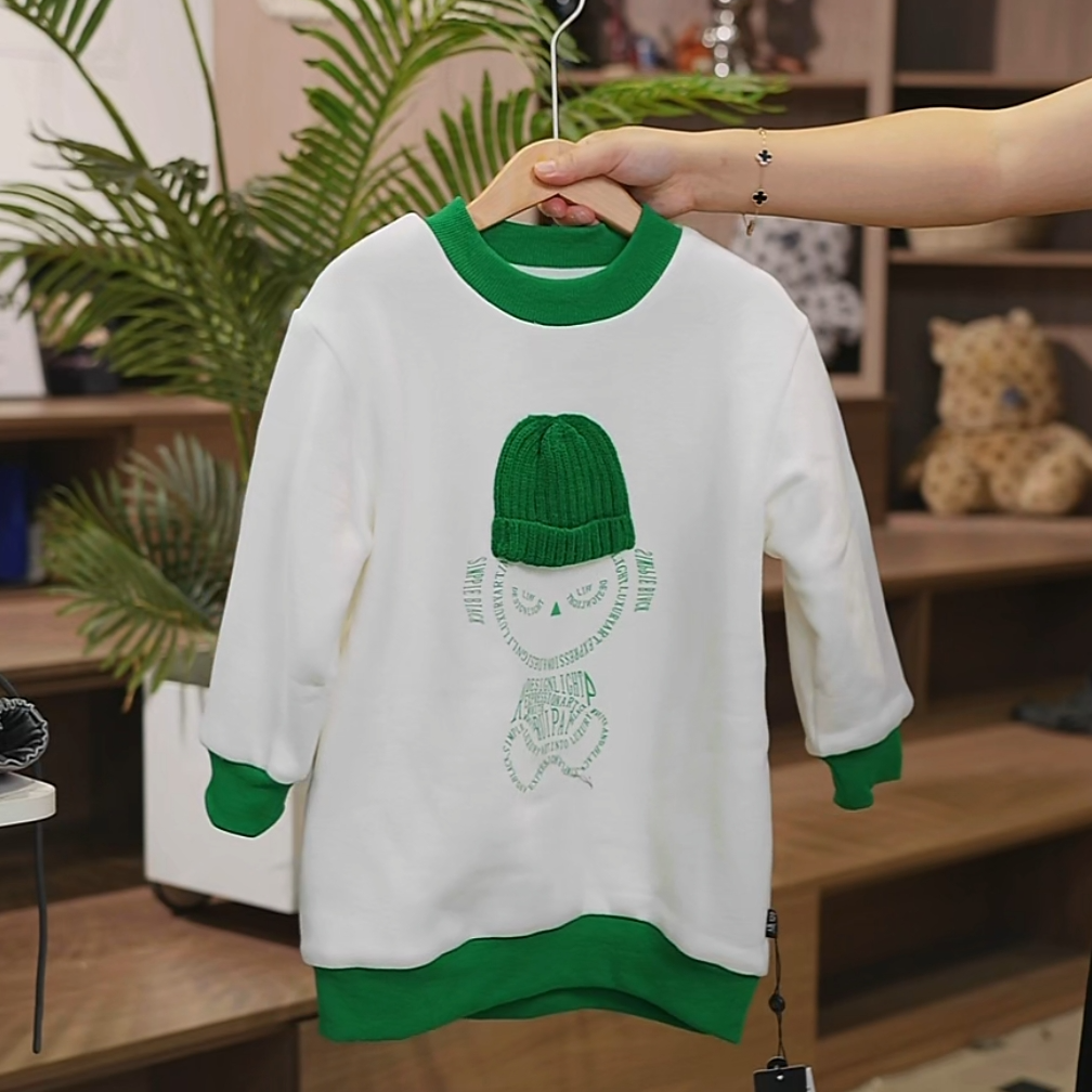 508321  韩版2025男童女童秋冬款时尚儿童洋气百搭加绒卫衣