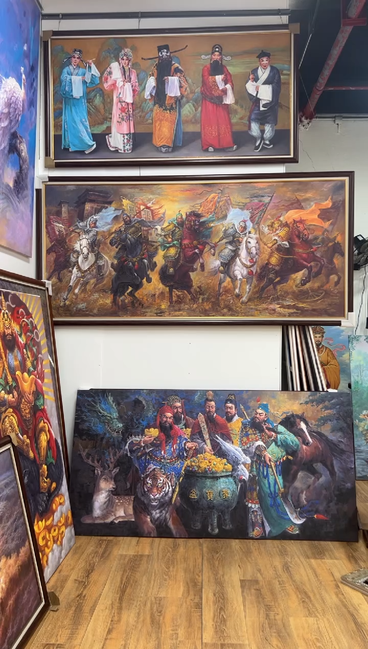 油画书*【张俊龙】五虎上将带框110*210