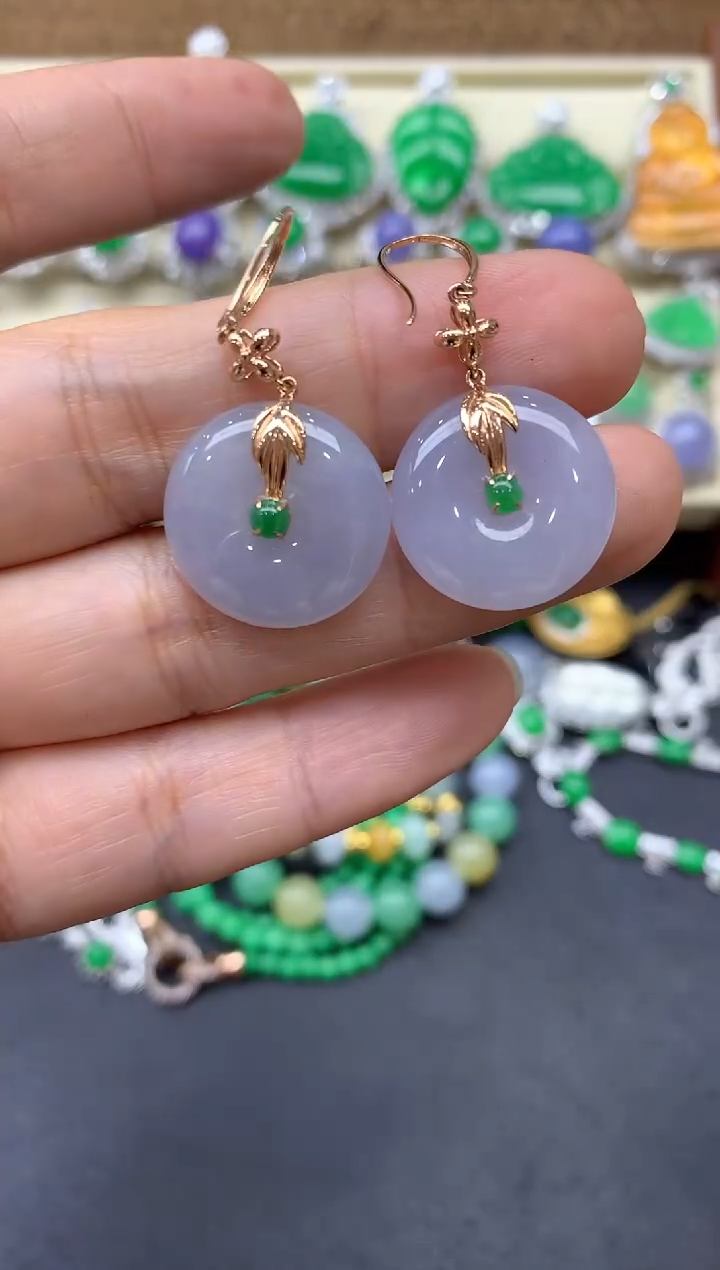 【闪购商品】翡翠耳饰18K金镶嵌467-中国好珍宝