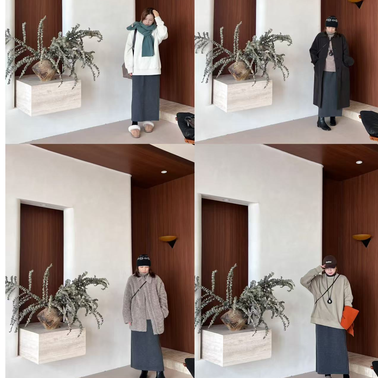 【暖织】HANI冬季新款 极简风牦牛绒半身裙松紧腰修身显瘦半裙Q145