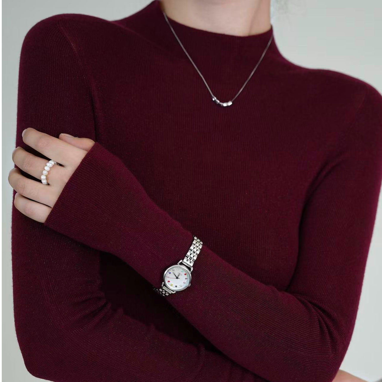 中领闪光金丝100精纺羊毛可水洗百搭不褪色羊毛衫显瘦一线针织