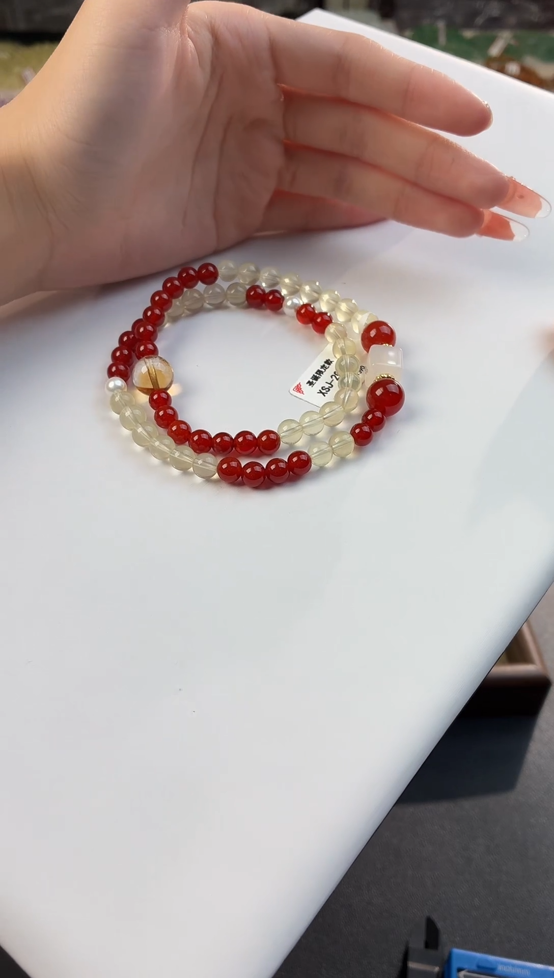 未镶嵌手链玛瑙/玉髓天然红玛瑙设计款双圈