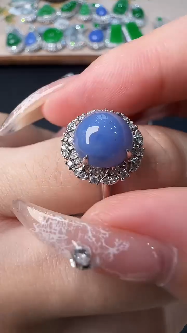 翡翠戒指18K金镶嵌戒指39