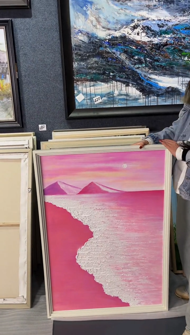 【闪购商品】油画14号 70*100 海滩-手绘油画