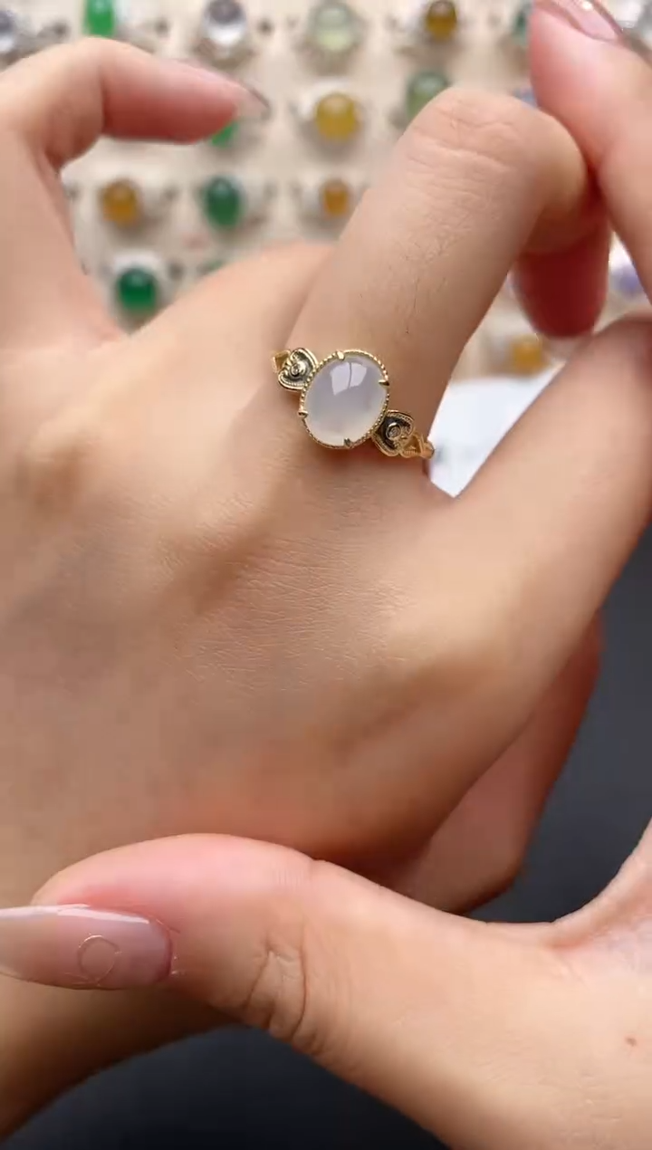 【闪购商品】翡翠戒指银S925镶嵌一物一证一礼盒