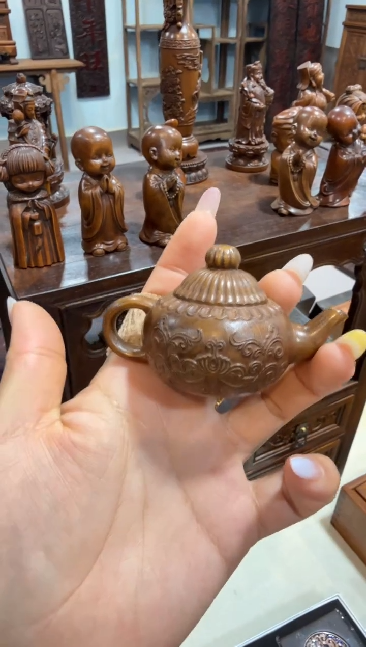 木黄杨 把把壶摆件