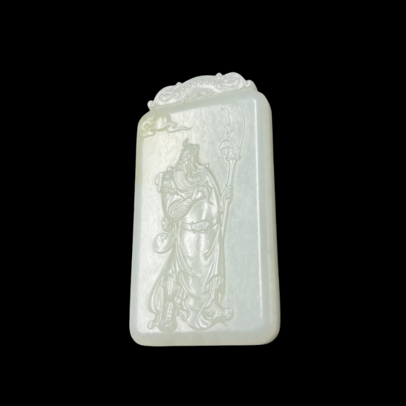 清代和田玉关公吊坠【华夏藏古】AAZ11202008