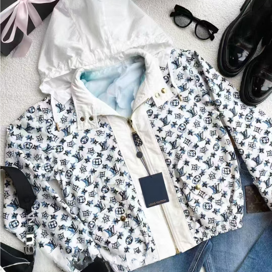 未使用 LouisVuitton/路易威登 24ss老花满印双面穿外套 白蓝36