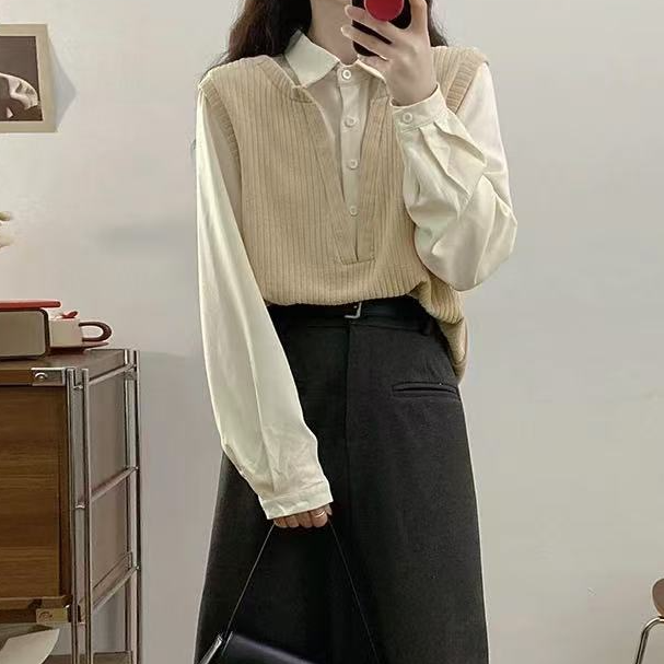 XIE9  拼接显瘦百搭上衣9551